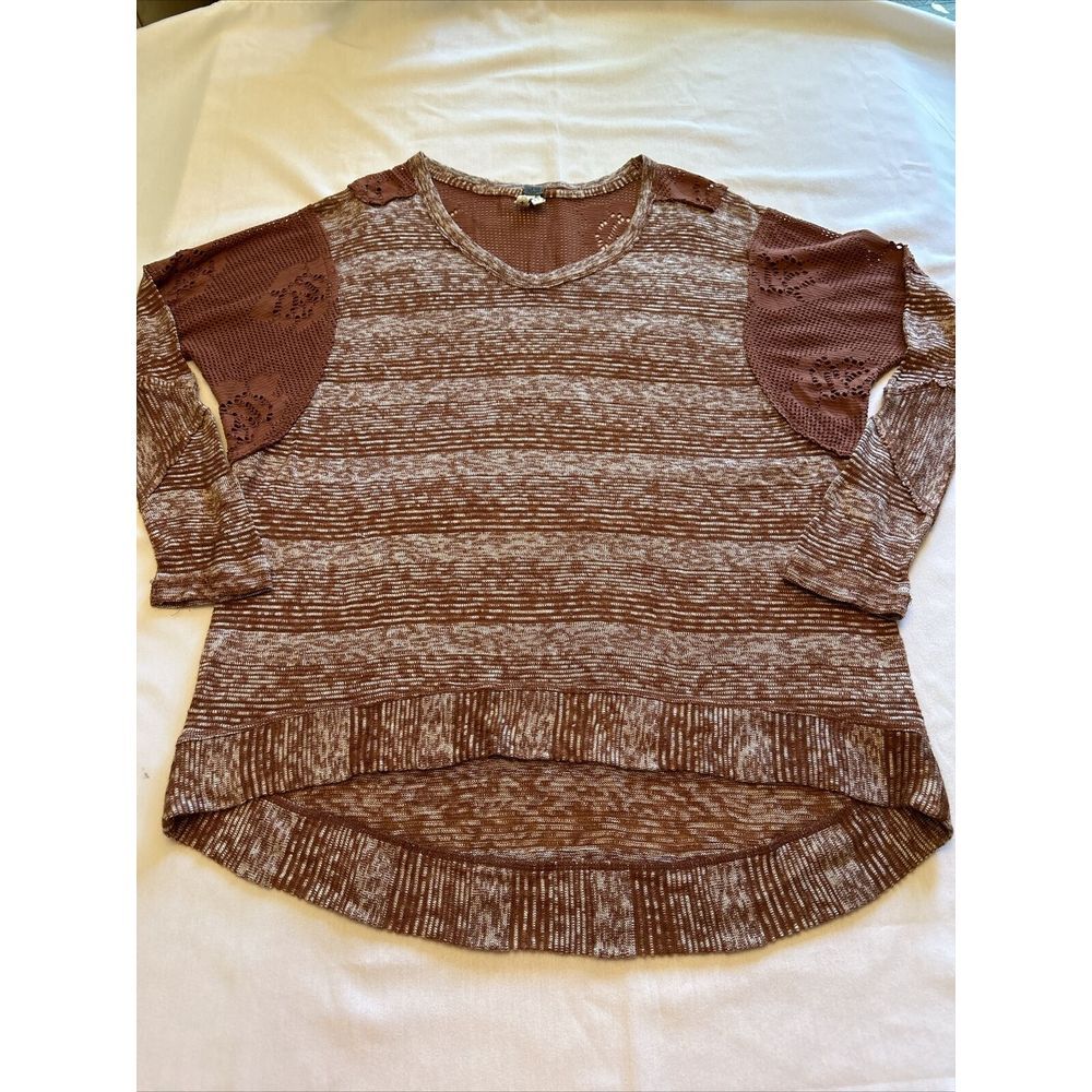 WE THE FREE Women M Brown Long Sleeve Top Western Rodeo Free People‎